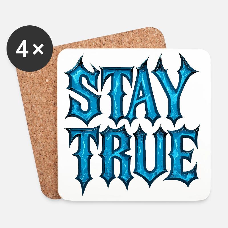 Stay True Design – Sei du selbst Statement - Untersetzer (4er-Set) - Weiß