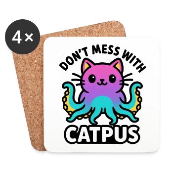 Catpus - Don't mess with Catpus - Coasters (set of 4) - white - Front