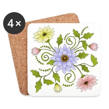 Fleur - Dessous de verre (lot de 4) - blanc - Devant