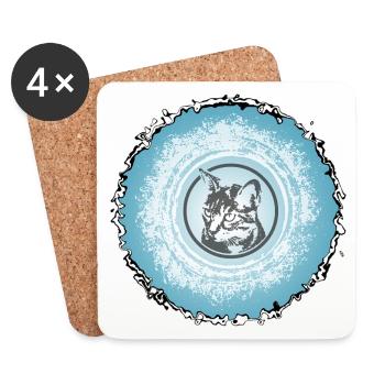 Cat Circle Blue Silhouette - Coasters (set of 4) - white - Front
