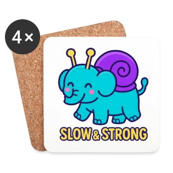Snailphant - Lent et fort - Dessous de verre (lot de 4) - blanc - Devant