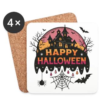 Haunted Castle Halloween - Coasters (set of 4) - white - Front