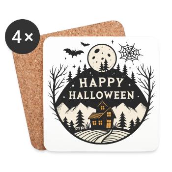 Halloween Night Mountain Cabin - Coasters (set of 4) - white - Front