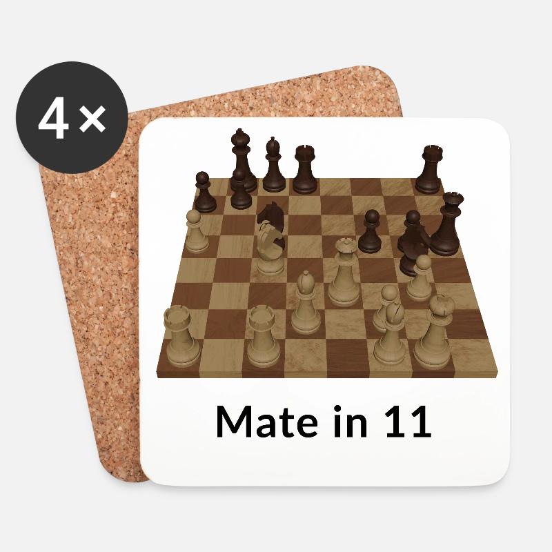 Matt in 11 Zügen - Untersetzer (4er-Set) - Weiß