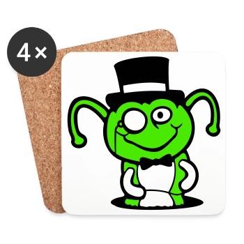 Caterpillar Top Hat Monocle Gentleman Empire Hole Bottom - Coasters (set of 4) - white - Front