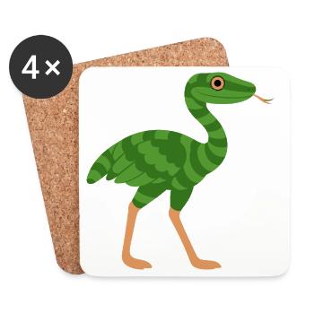 The ostrich snake, the snake that runs! - Coasters (set of 4) - white - Front