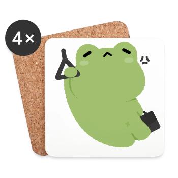 Trajet de la grenouille verte fatiguée - Dessous de verre (lot de 4) - blanc - Devant