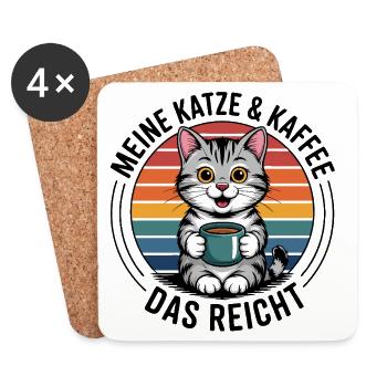 Katzenkaffee im Regenbogenkreis - Untersetzer (4er-Set) - Weiß - Vorne
