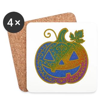 Regenbogen Kürbis Ornament - Untersetzer (4er-Set) - Weiß - Vorne