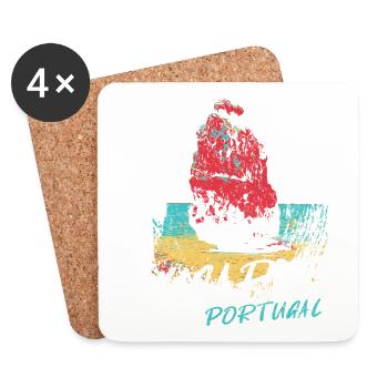 Rock Beach Algarve Illustration Portugal - Coasters (set of 4) - white - Front