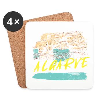Cliffs Algarve illustration Portugal - Coasters (set of 4) - white - Front