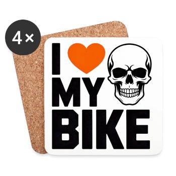 I Love My Bike Epic Biker Skull Passion Ride - Untersetzer (4er-Set) - Weiß - Vorne