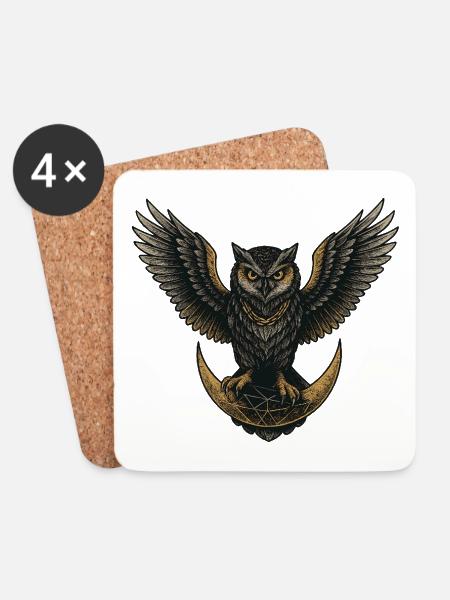 Eule des Mondes – Symbol für Weisheit & Stärke - Untersetzer (4er-Set) - Weiß