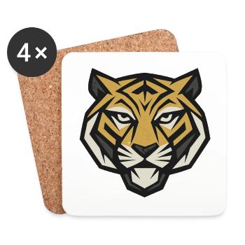 Strong tiger head – symbol of courage and strength - Coasters (set of 4) - white - Front