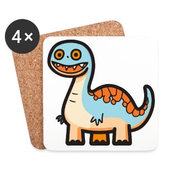 Dinosaur brontosaurus Halloween Funny - Coasters (set of 4) - white - Front