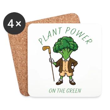 Puissance des plantes sur le green – Retro Golf Broccoli - Dessous de verre (lot de 4) - blanc - Devant
