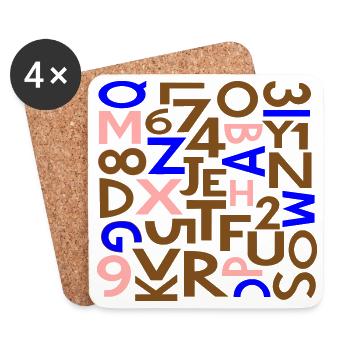 Numbers & Letters by Cean - Coasters (set of 4) - white - Front