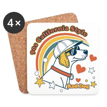 90s California Rad Dog - Coasters (set of 4) - white - Front