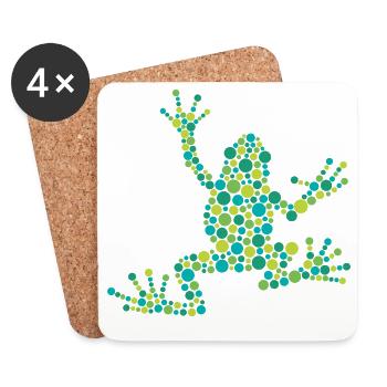 Grenouille pointue faite de cercles colorés - Dessous de verre (lot de 4) - blanc - Devant