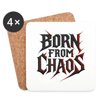 Geboren aus Chaos - Metal Typografie - Untersetzer (4er-Set) - Weiß - Vorne