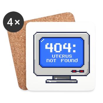404 : utérus introuvable - Pixel 8 bits - Dessous de verre (lot de 4) - blanc - Devant