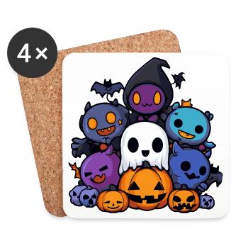 Halloween Party Figuren Comic - Untersetzer (4er-Set) - Weiß - Vorne