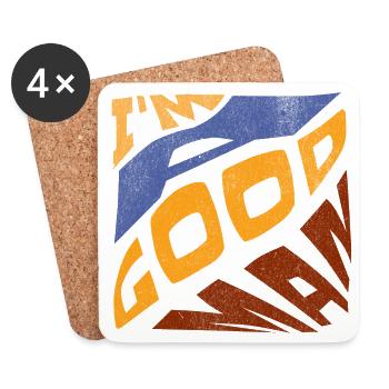 Pop rétro bleu orange I'm a good man - Dessous de verre (lot de 4) - blanc - Devant