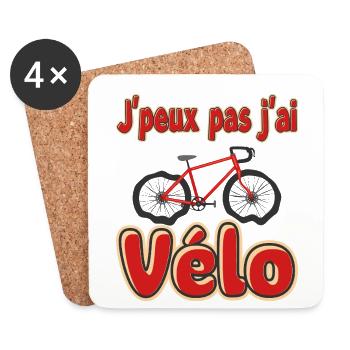 J'peux pas j'ai Vélo - Dessous de verre (lot de 4) - blanc - Devant