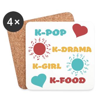 K-pop k-drama 3 custom colors - Coasters (set of 4) - white - Front