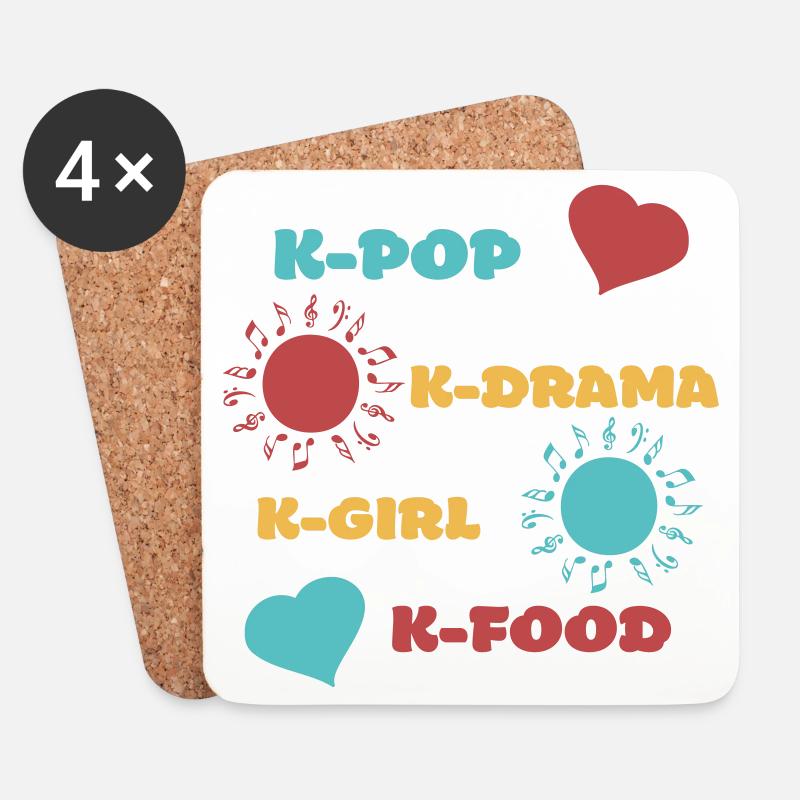 K-Pop K-Drama 3 benutzerdefinierte Farben - Untersetzer (4er-Set) - Weiß