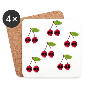 Cherry skulls - Coasters (set of 4) - white - Front
