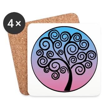 Arbre de vie spirale noir - Dessous de verre (lot de 4) - blanc - Devant