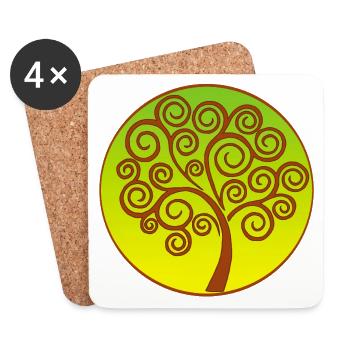 Arbre de vie spirale - Dessous de verre (lot de 4) - blanc - Devant