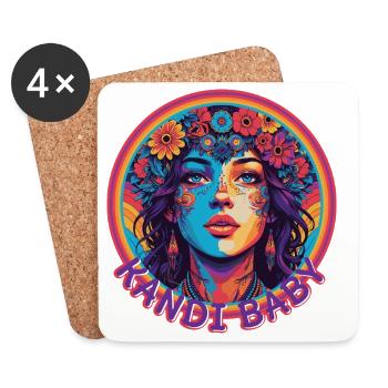 Kandi Baby EDM Psychedelic Trance Festival - Untersetzer (4er-Set) - Weiß - Vorne