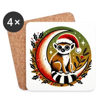 Santa Lemur on Moon - Coasters (set of 4) - white - Front