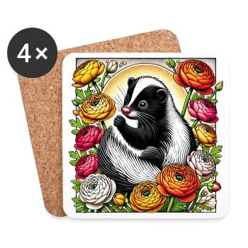 Stinktier - Untersetzer (4er-Set) - Weiß - Vorne