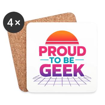 Fier d'être Geek Rétro Dégradé - Dessous de verre (lot de 4) - blanc - Devant
