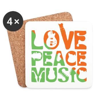 Love Peace Music - Untersetzer (4er-Set) - Weiß - Vorne