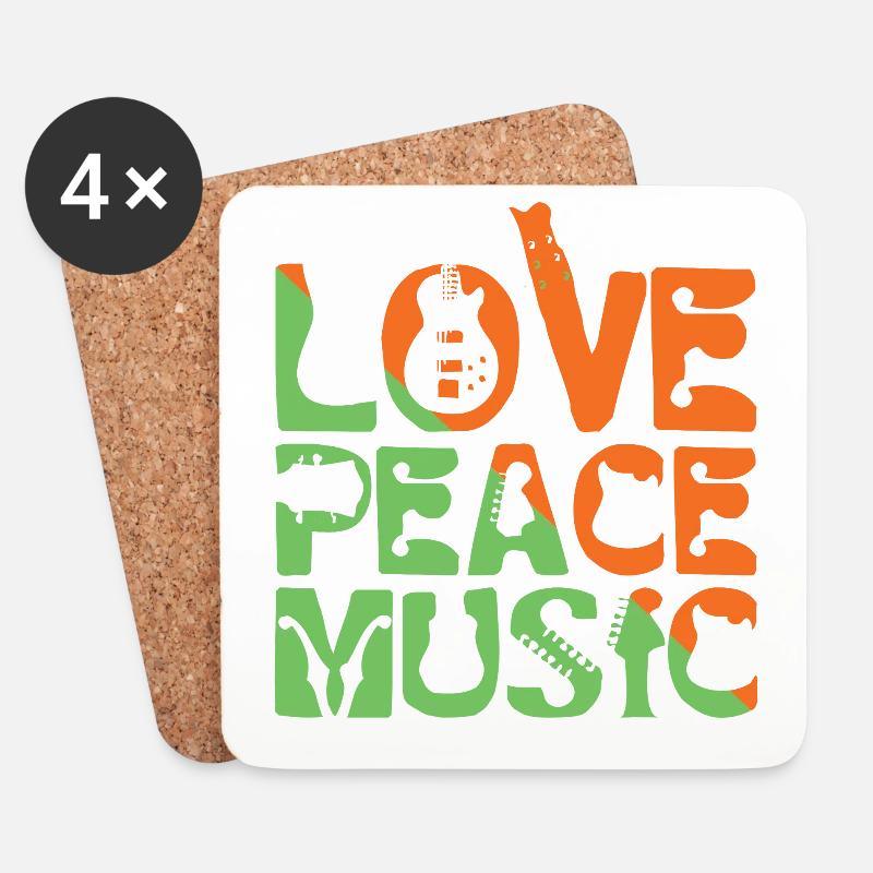 Love Peace Music - Untersetzer (4er-Set) - Weiß