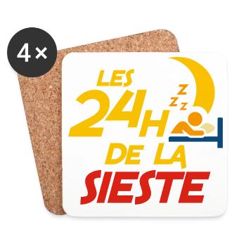 Les 24 heures de la sieste - Dessous de verre (lot de 4) - blanc - Devant
