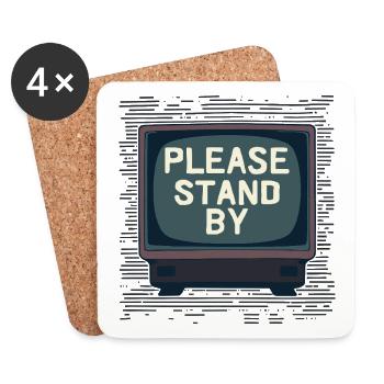 PLEASE STAND BY Bitte Warten – Retro-TV - Untersetzer (4er-Set) - Weiß - Vorne