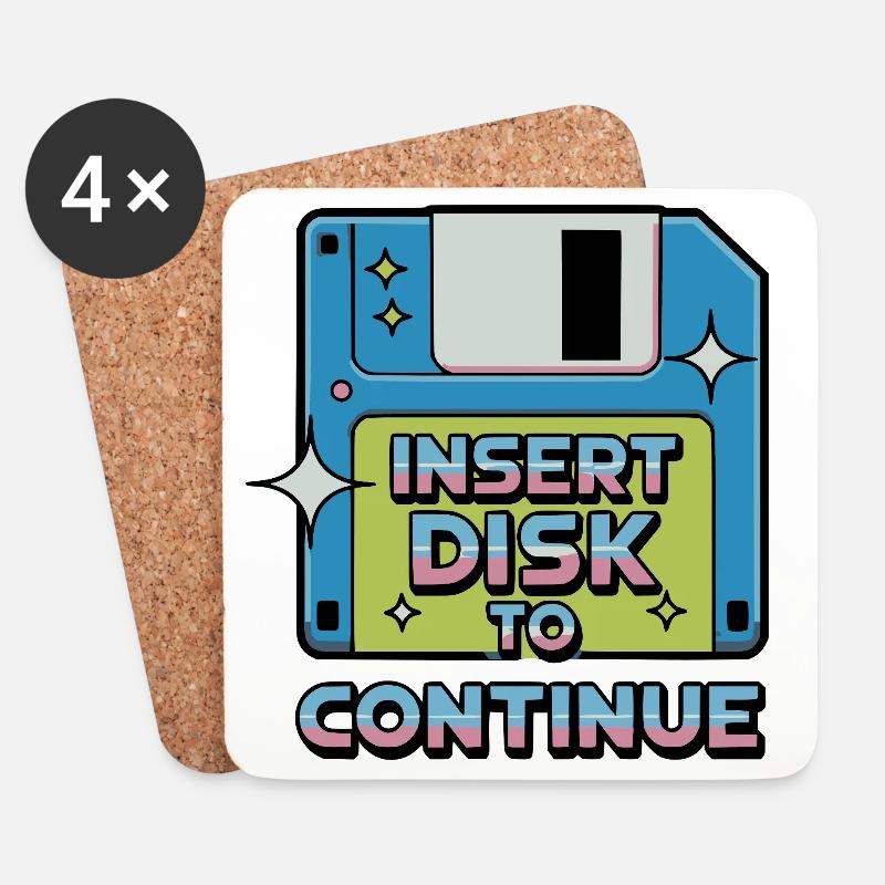 Y2K Retro – Insert Disk to Continue - Untersetzer (4er-Set) - Weiß
