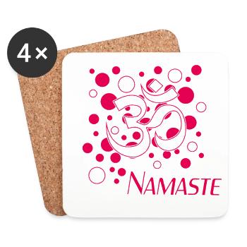 Om Namaste Pink Circle Design - Coasters (set of 4) - white - Front