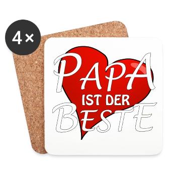 PAPA IST DER BESTE - Untersetzer (4er-Set) - Weiß - Vorne
