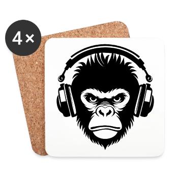 Rock Monkey Head Metal Groove Edition Shirt - Coasters (set of 4) - white - Front