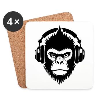 Analog Punk Monkey Head Tape Loop Shirt - Coasters (set of 4) - white - Front