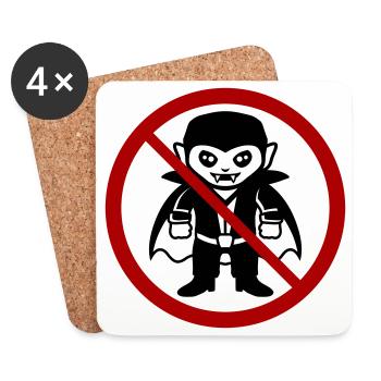 Pas un vampire ! Drôle de panneau d’interdiction Halloween - Dessous de verre (lot de 4) - blanc - Devant