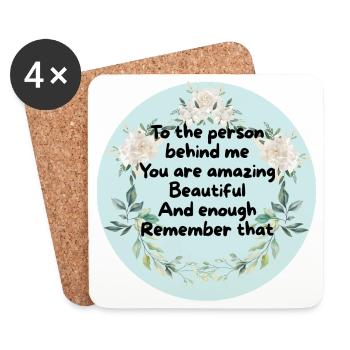 Flower Wreath Courage Circle - Coasters (set of 4) - white - Front