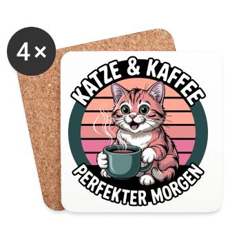 KatzCoffee Morning Greeting - Coasters (set of 4) - white - Front