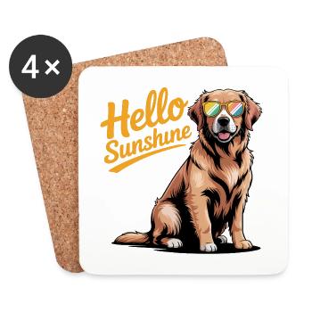 Hello Sunshine - Cool Golden Retriever Logo pour animaux de compagnie - Dessous de verre (lot de 4) - blanc - Devant